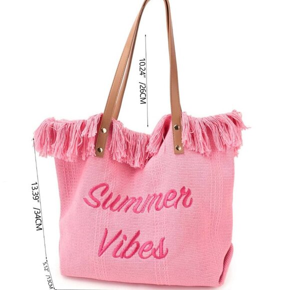 Pink Casual Women's Lightweight Large Capacity Tote Bag - Picture 3 of 3